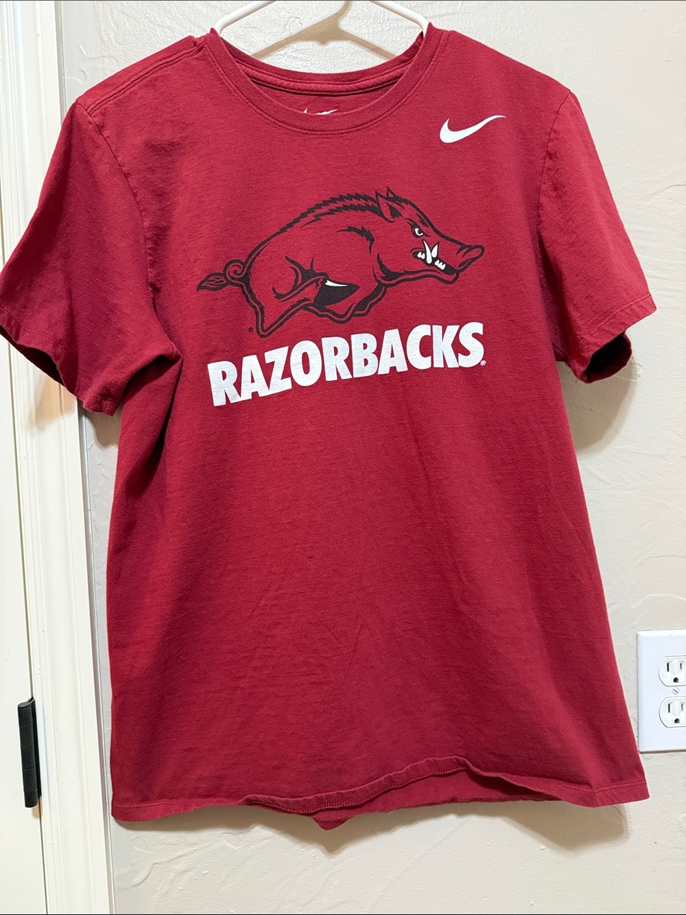 Nike Crimson Razorbacks Graphic Tee with White Logo